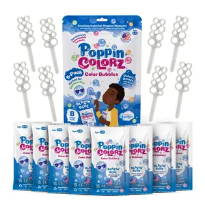 PoppinColorz 8-Piece Bubble Solution and Wands Party Pack | Blazin' Blue