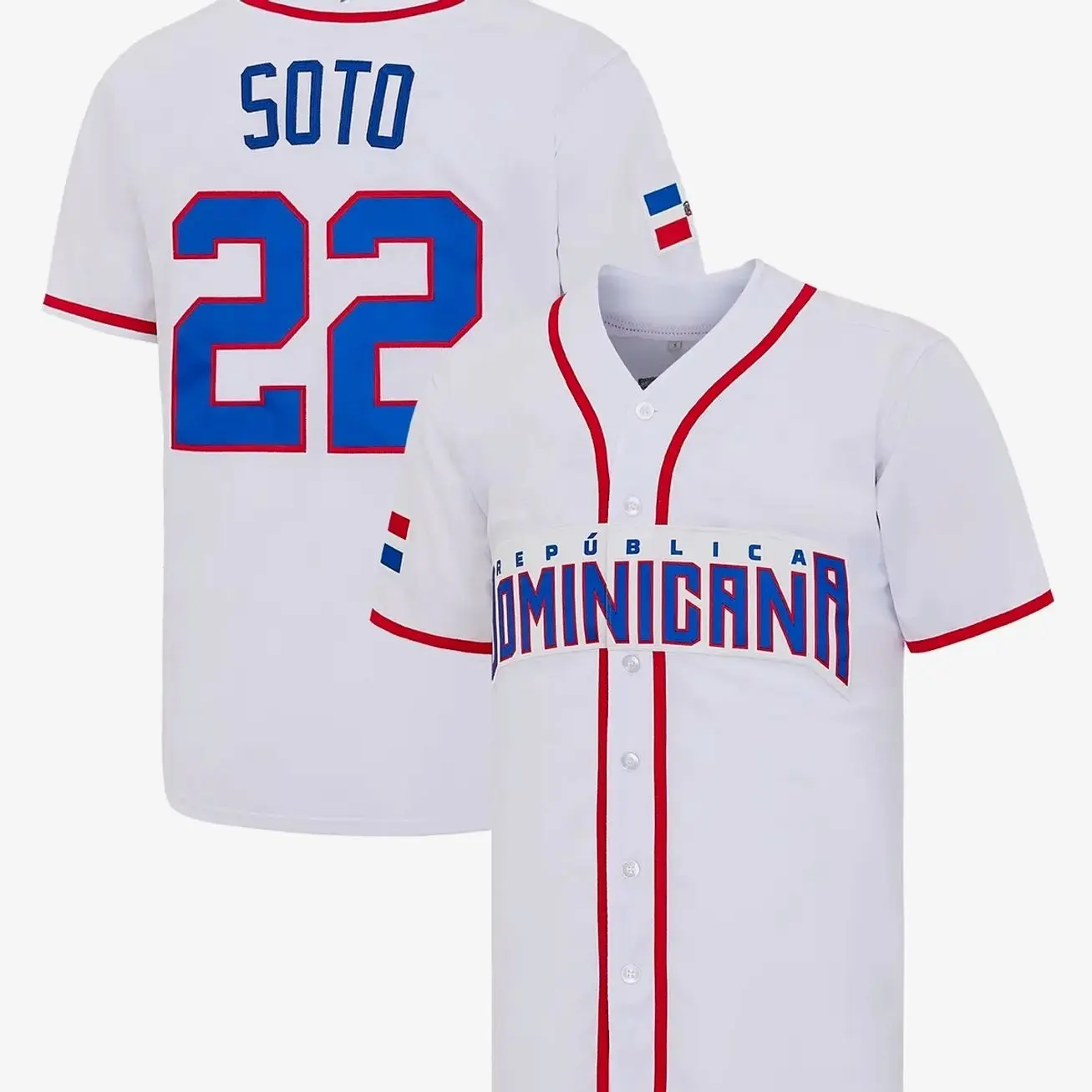 Men’s Juan Soto #22 Dominican Republic Durable Jersey Baseball, Full Premium Stitched Embroidery, WBC National Team Fan Apparel, Collectibles, Party & Watch Party Wear, Unisex Professional Sports Clothing
