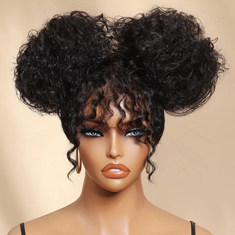 【NEW IN】Nadula Boho Curly Human Hair Wig with Bangs 4X1 Lace Part Shaggy Waves  Effortless Pre-Styled Wig with invisi Drawstring Glueless Wigs Summervibes TikTokShopStockUp