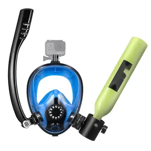 Mini Scuba Tank With Sub-Mask, 0.5L Portable Small Diving Cylinder For Underwater Breathing, Reusable Lung Tank Up To 10 Minutes Dive Time, Emergency Rescue Pony Bottle For Snorkeling And Training