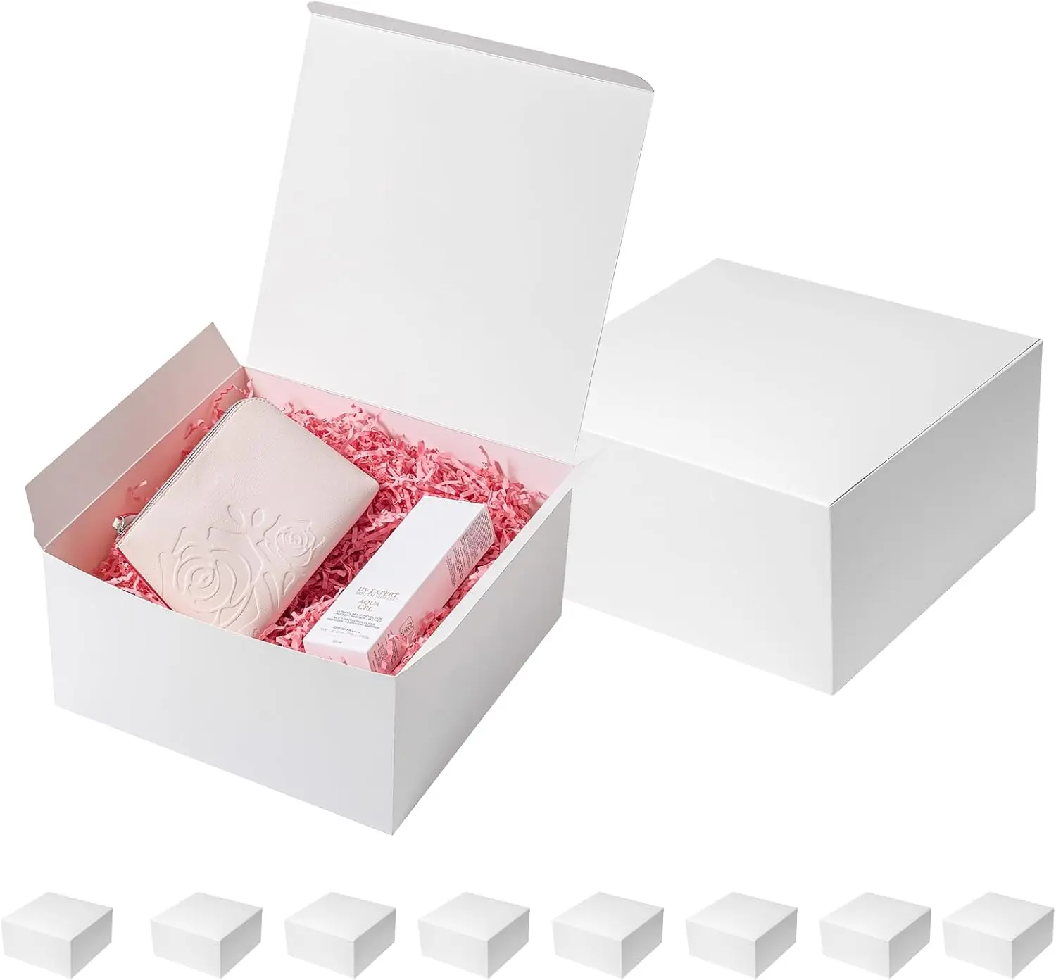 Boxes with Lids 10x10x5 Inches 10 Pack Bridesmaid Proposal White Cardboard  Box for Presents, Christmas, Wedding, Graduation, Holiday, Birthday Craft Present Packaging