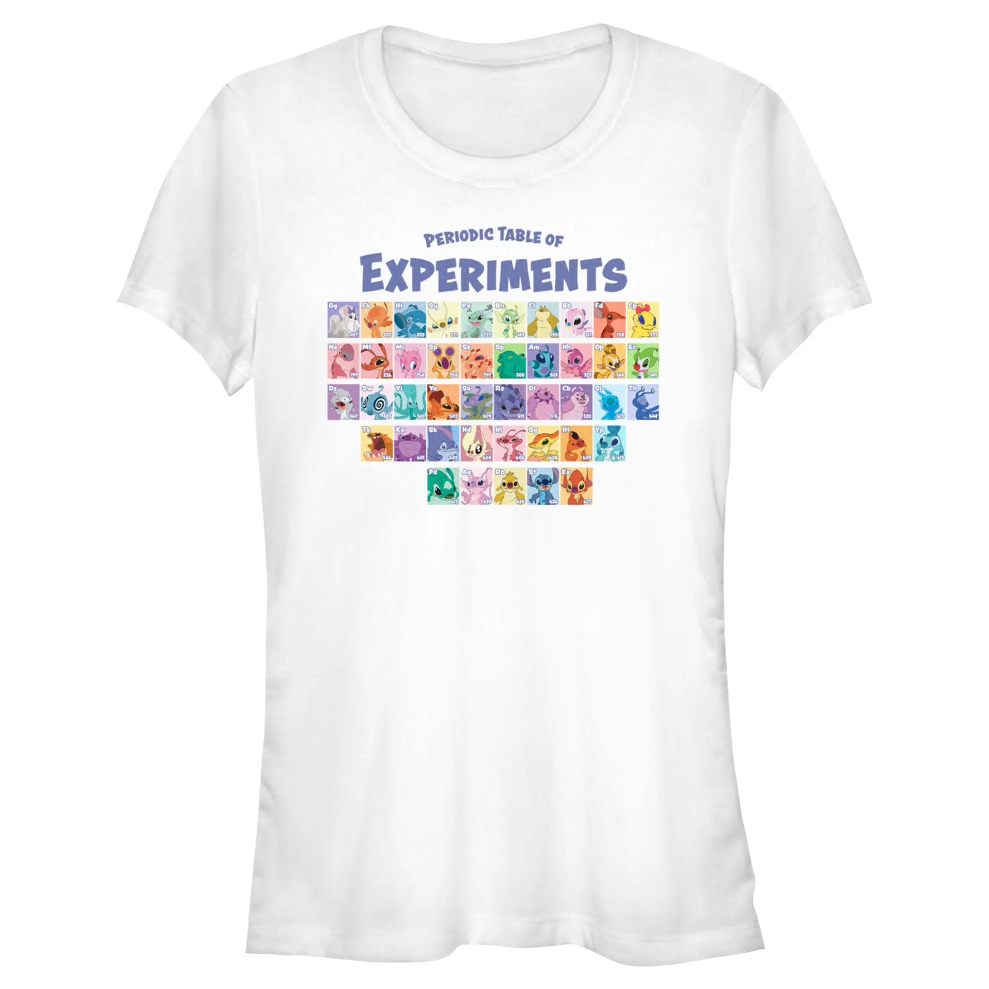 Junior's Women Lilo & Stitch Periodic Table of Experiments T-Shirt