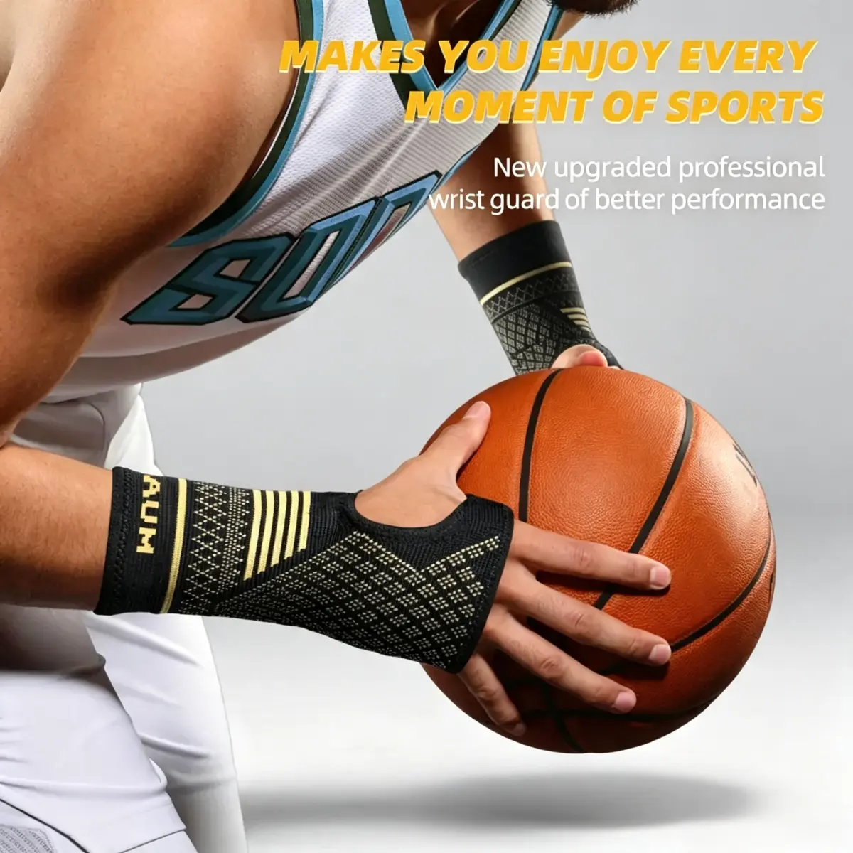 Copper Fiber Wrist Support Brace, Compression Wrist Sleeve for Sports, Breathable Wrist Guard for Basketball, Cycling, Gym Workout and Fitness