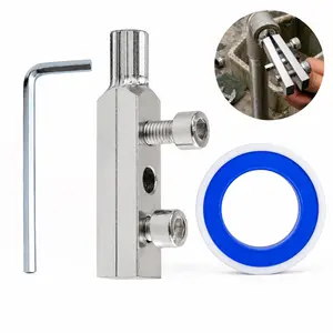 Broken Shower Arm Removal Tool and Damaged Pipe Extractor, Dual-Size 1/2 and 3/4 Inch Water Pipe Fittings Remover with PTFE Tape and Handle, Plumber Repair Tool for Faucets, Nipples
