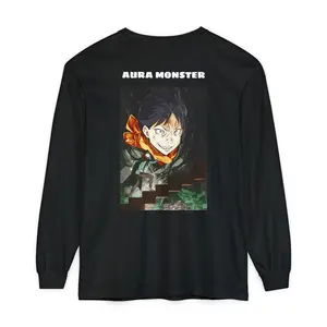 Aura Monster Anime Graphic Sweatshirt, Dark Aesthetic Streetwear Crewneck, Vintage Manga Style Sweatshirt, Unisex Oversized Anime Pullover