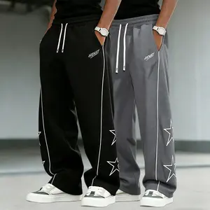 2PCS Men’s Casual Pants for Spring & Summer, fashionable embroidered lightweight travel trousers, comfortable streetwear pants