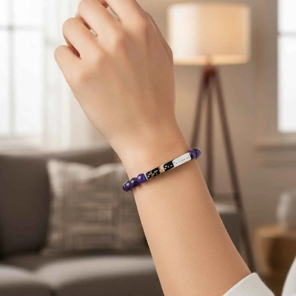 AWARENESS Morse Code Bracelet – Epilepsy Awareness Beaded Bar Bracelet
