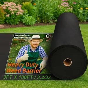 3ftx180ft Heavy Duty Weed Barrier Landscape Fabric, Non Woven Geotextile Fabric for Weed Control, Driveways & Gardens| Commercial Grade Ground Cover with High Permeability, Cut to Size by Yard