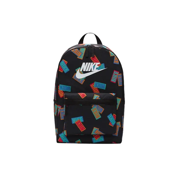 Nike Full Logo Print Durable Large-Capacity Fabric Backpack for Men-Women, Student Luggage Functional Bag (Black), Durable Backpack