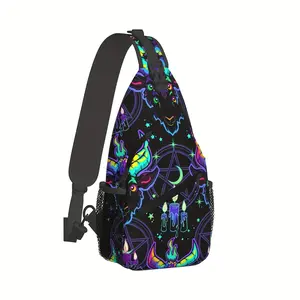 [Made in US] Crossbody Chest Bag Hiking Cartoon Devil Magic Polyester Durable Large Capacity for iPad Books Clothes Cameras Travel Beach Fishing