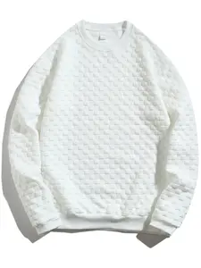 Men's Spring & Fall Textured Sweatshirt, Simple Cool Style, Comfortable Breathable Fabric, Casual Fit for Young Adults