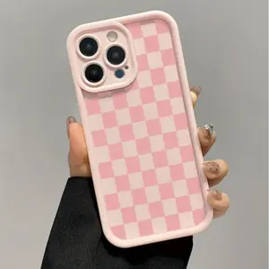 High Bamboo Case, Plaid Print Tpu Anti-Drop Shockproof Full Coverage Protective Shell, Valentine Gift for Girlfriend, Compatible with Multiple Iphones
