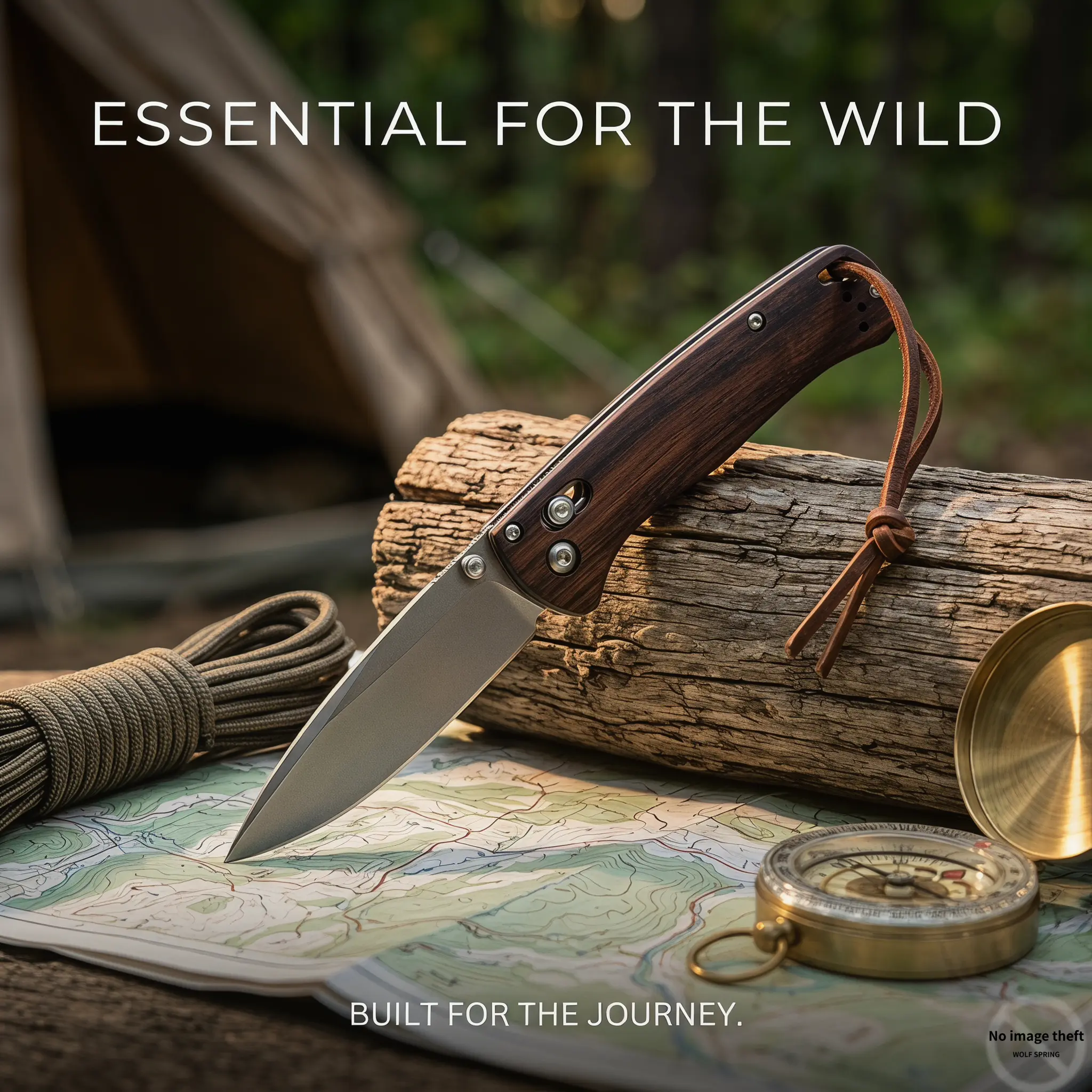 Sports & Outdoor Camping-Hiking Pocket Knife, 3-Inch Anti-Rust Titanium Coated Blade, Natural Wood Handle, Compact Foldable Tool for Outdoor Enthusiasts