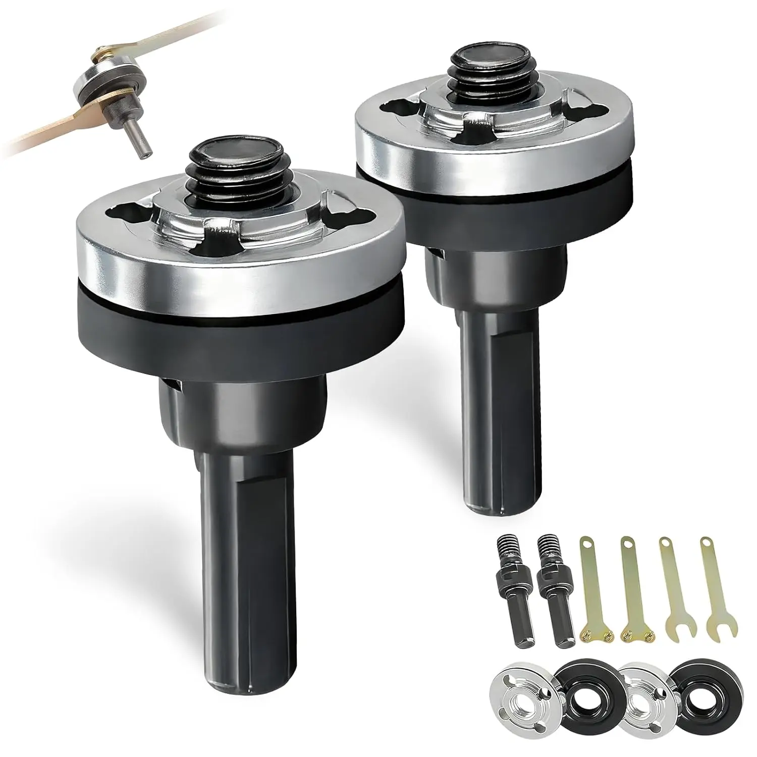 Electric Drill Angle Grinder Connecting Rod Set, Angle Grinder Tool Drill Arbor Mandrel Adaptor with Replacement Grinder Flange Nuts and Spanner Wrench Conversion Tool For Cutting Disc, Polish Disc And Polish Sponge