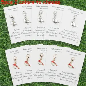 5pcs Bird Keychains, Suitable for Bags, Zippers, Shoes Charms, Cute Robin Keyring Charms with Card "When a Robin appears, a loved one is near", Christmas, Valentines Gift for Girlfriend/Boyfriend