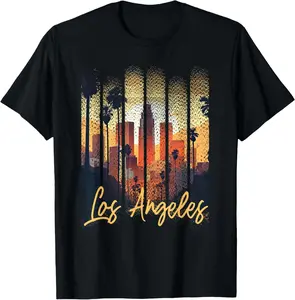 Los Angeles California City Downtown Skyline California L.A. Summer Casual Shortsleeve Cotton T-Shirt
