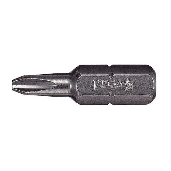 Vega (125P2R-100) Heavy-Duty Phillips #2 Reduced Insert Impact Bit, 1in Length, 100-Pack Power Bit, Hex Fastener, S2 Shock Steel, Precision Fit, Durability, Efficiency, Wood/Metal Use, Screwdriver Accessory for Drywall Power Tools, Tools & Hardware