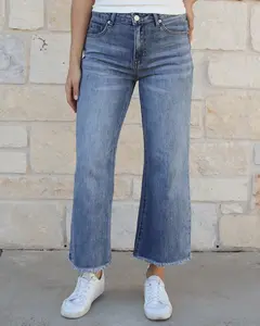 Mel's Fave Cropped Wide Leg Jeans in Mid-Wash
