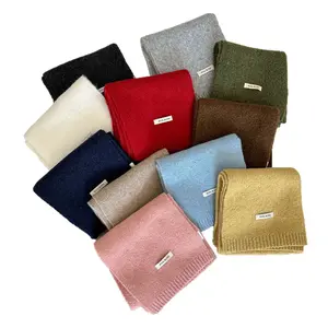 Solid color wool blended scarf women's autumn and winter wool knitted warm Korean version versatile fashion fresh and sweet scarf