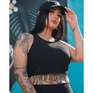Women's Ribbed Crop Top - Black