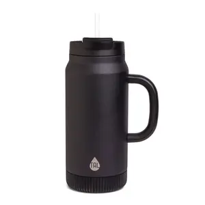 TAL 64oz Stainless Steel Hudson Tumbler with Straw Black Insulated Travel Mug for Hot & Cold Drinks