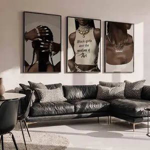 Set of 3 Luxury Black   Girl Room Decor, Printable Home Décor