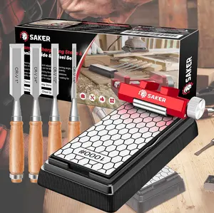 Saker Honing Guide with Whetstone-Upgraded Honing Tool and Diamond Sharpening Stone Set Kit for Knife, Short Chisels and Planes, Fine/Coarse Plate Kitchen