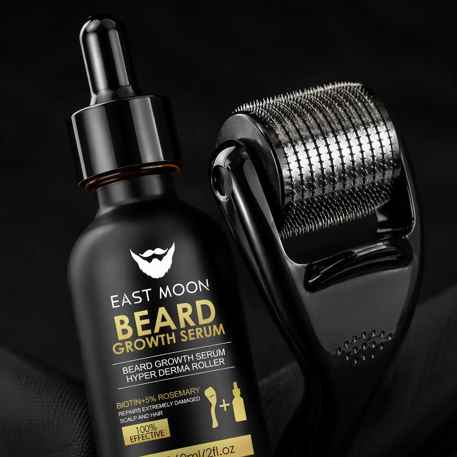 Beard Nourishing Serum & Derma Roller Kit, Beard Conditioning Nutrient Oil for Glossy & Soft Beards, Daily Beard Care for Men, Essential Grooming Supplies