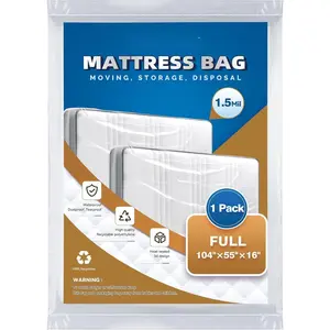 Plastic Mattress Bag for Disposal Moving or Storage,  Clear Mattress Covers for Moving Supplies - Full Size (1.5Mil)