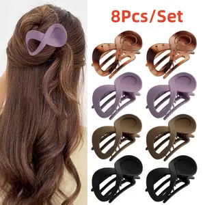 8 Pcs French Hair Clips Set,Matte Acrylic Curved Hair Claw Clips,Strong Grip Hair Banana Barrettes for Styling Hair,Women and Girls,Christmas Party Gifts,Hand Tools Kits