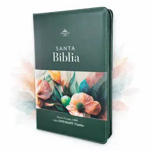 Biblia para Mujer con Cierre Letra Super Gigante Manual 19 puntos RV1960 imit piel verde floral con indice y canto floral