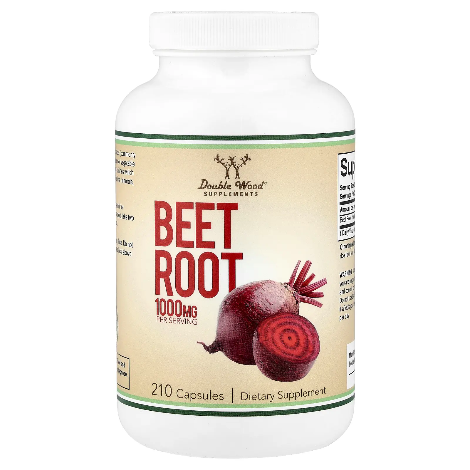 Double Wood Supplements Beet Root, 210 Capsules (500 mg per Capsule)