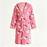 Official Sanrio Hello Kitty Hooded Fleece Robe for Women, Ultra-Soft Coral Fleece Fabric, Self-Tie Waist Belt & Side Pockets, Warm Long Sleeve Bathrobe for Indoor Lounging & After Shower Use