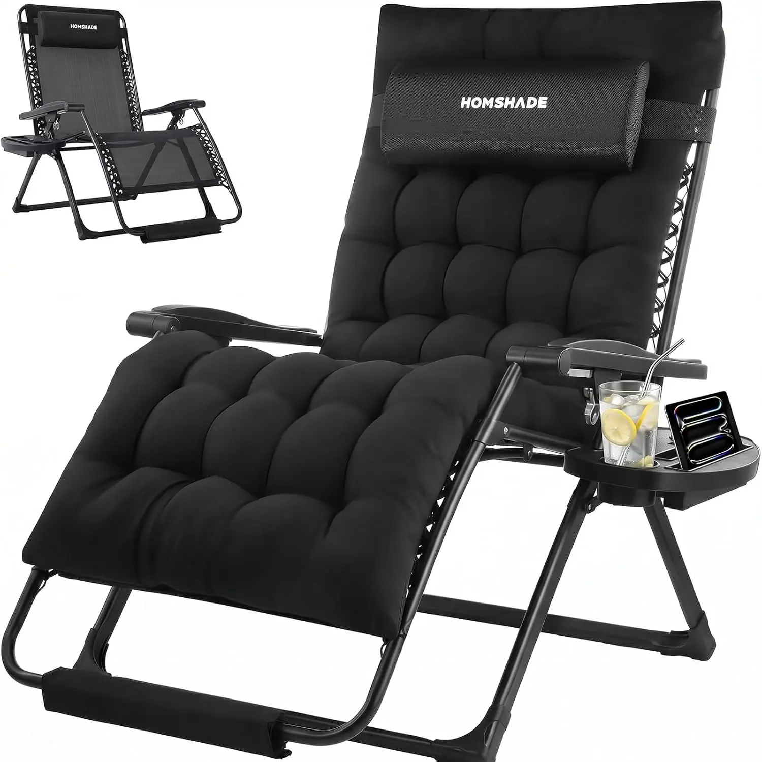 [High Quality] Zero Gravity Chair, Reclining Camping Lounge Chair, 33In Oversized Zero Gravity Lounge Chair, Reclining Patio Chairs with Cup Holder Trays and Removable Cushion, Folding Recliner for Indoor and Outdoor, leaning chair, tanning chair summerga