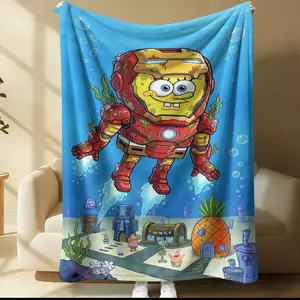 Spongebob Squarepants Patterned Blanket, Everyday Holiday Birthday Gift For Kids And Adults, Soft, Warm And Lightweight Plush Blanket For Bed, Sofa, Car, Room Decoration
