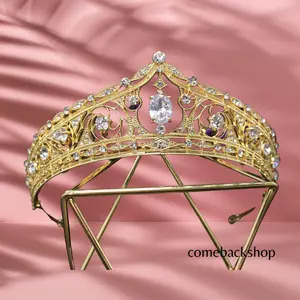 Gold Tiaras and Crowns for Women Crystal Headband for Girl Champagne Rhinestone Hair Accessories for Bride Wedding Bridal Prom Birthday Party Queen Princess