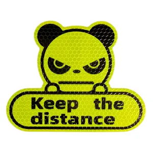 Reflective Panda Car Sticker Keep the Distance Sign Cute Cartoon Auto Decal High Visibility Safety Reminder for Low Light Conditions Easy Application No Residue