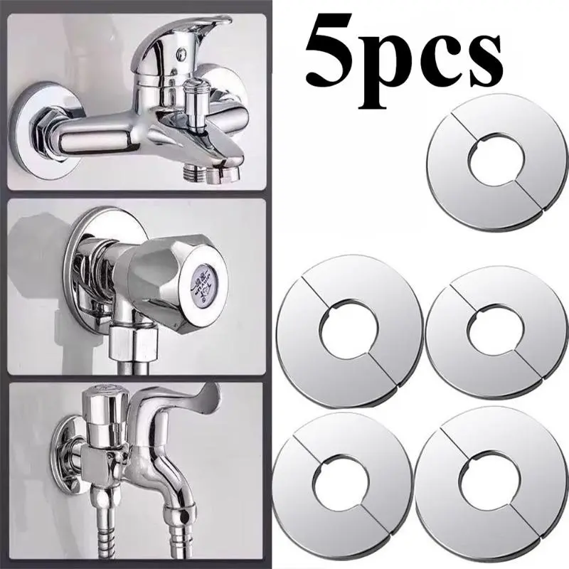 Triangle Valve Shower Faucet Valve Cover - Round Decorative Wall Hole Cover with Self-Adhesive, Faucet Decorative Pipe Wall Protector for Bathroom and Kitchen, Plumbing Accessories