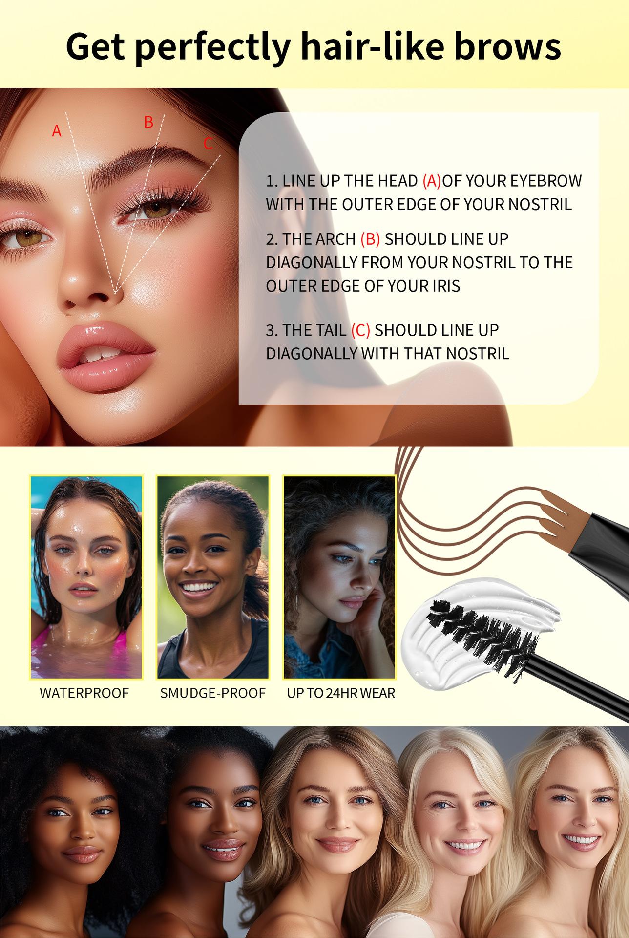 2-in-1 Waterproof Eyebrow Pen & Gel, Microblade Brow Pencil for Natural Hair-Like Strokes, Long-Lasting Sweat-Proof Brow Tint, Smudge-Proof Formula for Fuller and More Defined Brows All Day