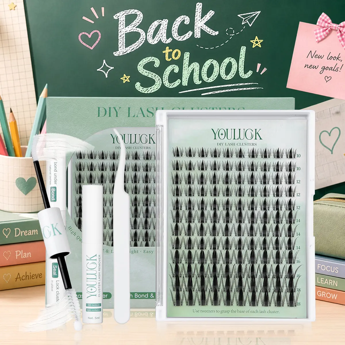 Star Fringe & Demon Wink | YOULUCK DIY Lash Extension Kit Clusters Individual Lashes Wispy Volume Set Beginner Friendly Lash Bond & Seal Tweezer for Home Makeup