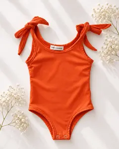 Baby Girl Leotard & Toddler Tank Top | Madden Tie Shoulder Top & Leotard Soft Terracotta | Cute Kids Outfit for Play, Layering & Everyday Wear