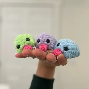 Hand crocheted frog keychain