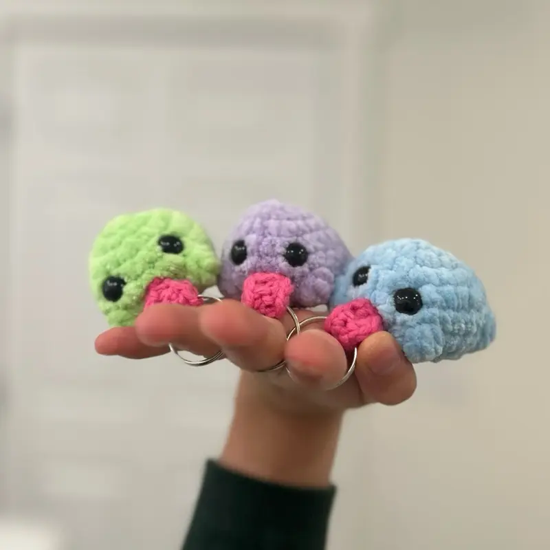 Hand crocheted frog keychain Hand crocheted frog keychain