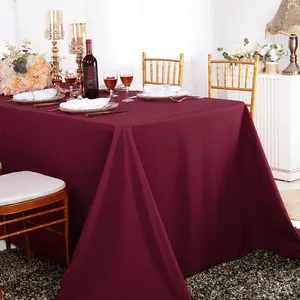 90"x156" Seamless Rectangular Premium Polyester (240 GSM) Tablecloth - Burgundy (1pc)
