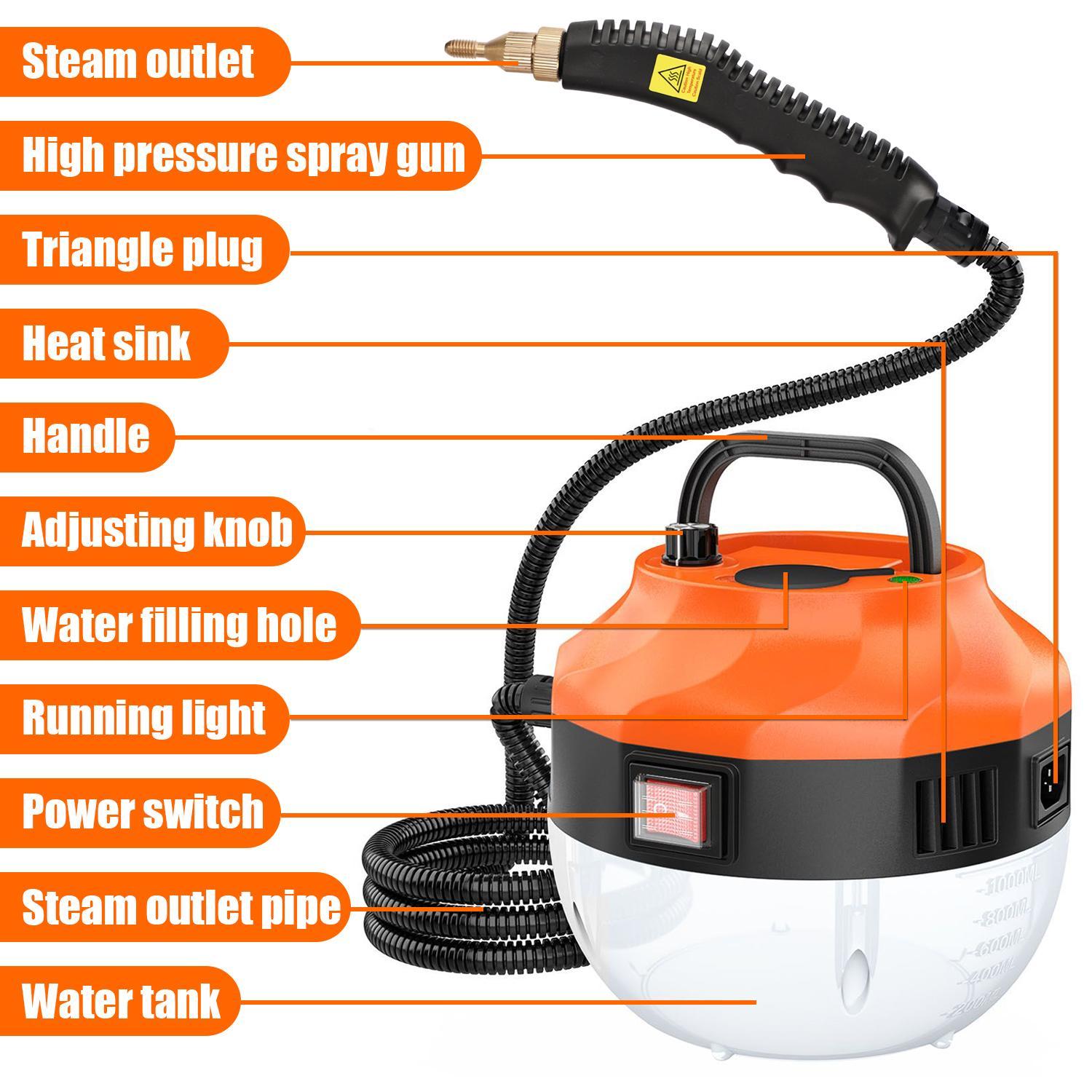 3800W Heavy-Duty High-Pressure Steam Cleaner Machine | Industrial Multi-Purpose Steam Cleaner for Household Car Detailing | Portable Handheld Steam Cleaning Tool with Accessories