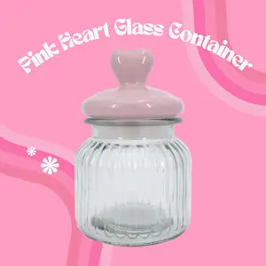 Pink Heart Glass Container
