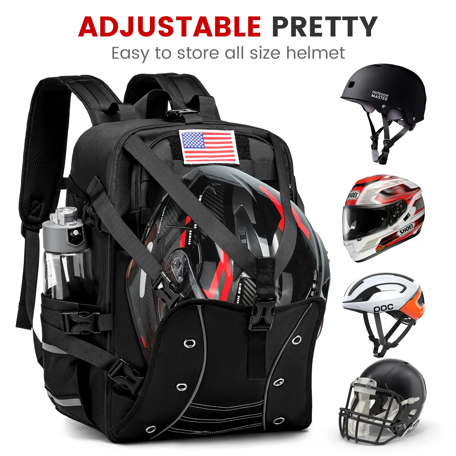 LUXIYIN Men's Motorcycle Functional Backpack - Oxford Cloth, Leakproof, Large Capacity, Adjustable Straps, Universal Helmet-Fit Motorbike Luggage Bag