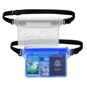 2-Pack Waterproof Pouch with Adjustable Waist Strap, Waterproof Dry Bag, Keeps Cell Phones and Valuables Safe and Dry, Perfect for Kayaking, Beach, Camping and Swimming
