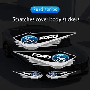 4Pcs Car Stickers Scratch Blocking Vinyl Decals, Car Vehicle Decoration For Ford Mustang Focus Ranger Explorer Fiesta Expedition Mondeo Escape Fusion Kuga Bronco Ecosport Maverick F150 F250 F350