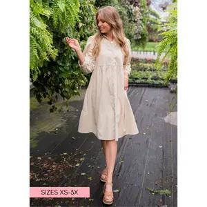 Ellen Beige Button Down Dress
